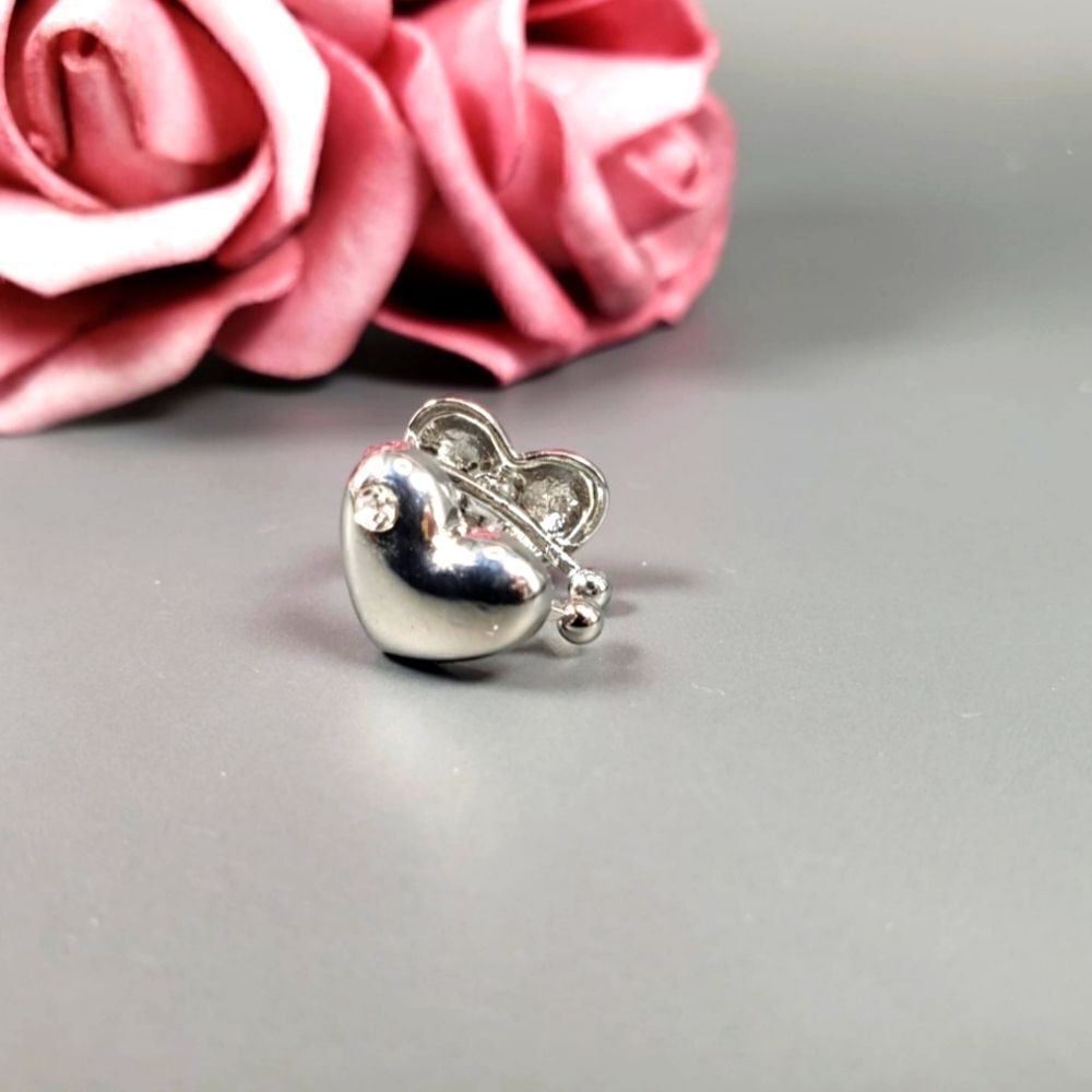 Brand New Silver Heart Shape Ear Hook / Clip